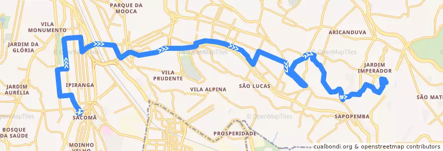 Mapa del recorrido 514T-10 Jardim Itápolis de la línea  en São Paulo.