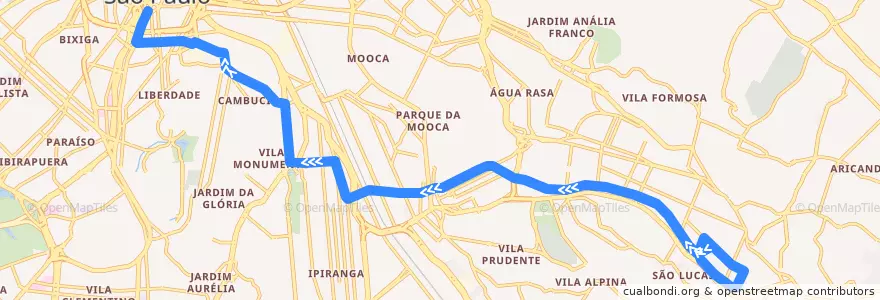 Mapa del recorrido 314V-10 Metrô Liberdade de la línea  en San Pablo.