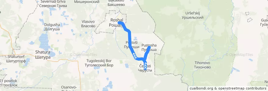 Mapa del recorrido Автобус № 34: Черусти - Рошаль de la línea  en городской округ Шатура.