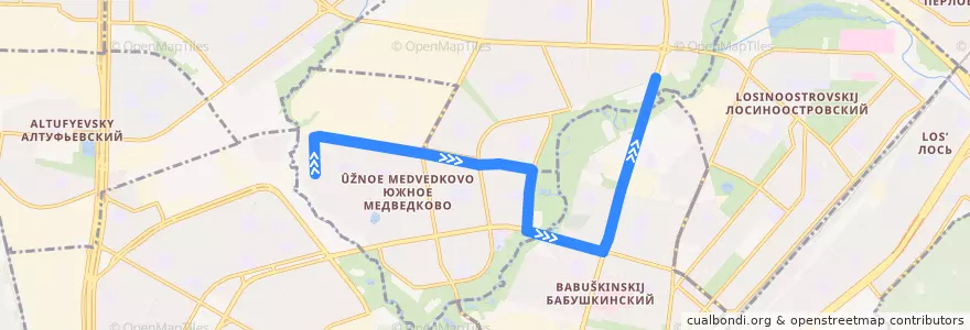Mapa del recorrido Автобус 649: Ясный проезд => Осташковская улица de la línea  en Nordöstlicher Verwaltungsbezirk.