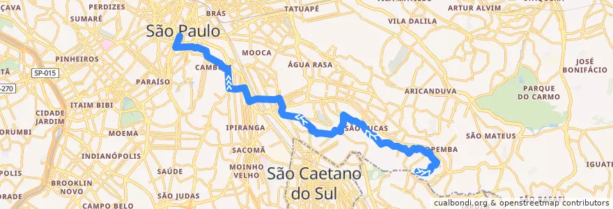 Mapa del recorrido 314J-10 Metrô Liberdade de la línea  en São Paulo.