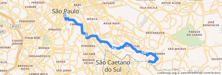 Mapa del recorrido 314J-10 Santa Madalena de la línea  en São Paulo.