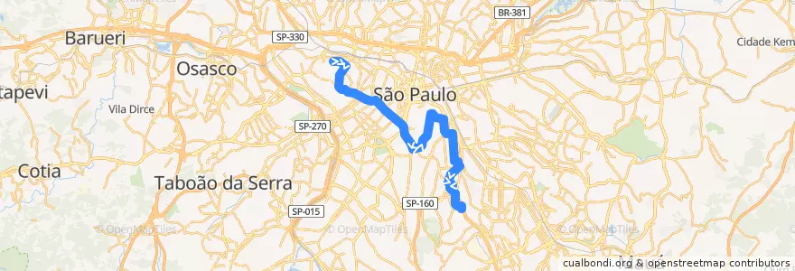 Mapa del recorrido 478P-31 Sacomã de la línea  en San Pablo.