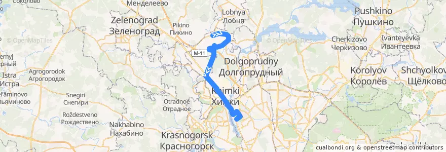 Mapa del recorrido Автобус №851: аэропорт "Шереметьево" - метро "Речной вокзал" de la línea  en Distretto Federale Centrale.
