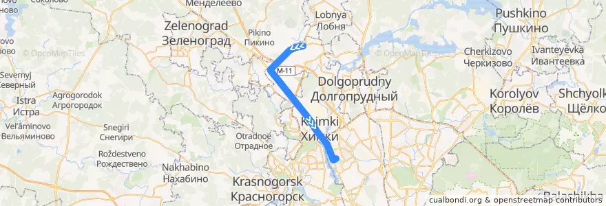 Mapa del recorrido Автобус №851: метро "Речной вокзал" - аэропорт "Шереметьево" de la línea  en Föderationskreis Zentralrussland.