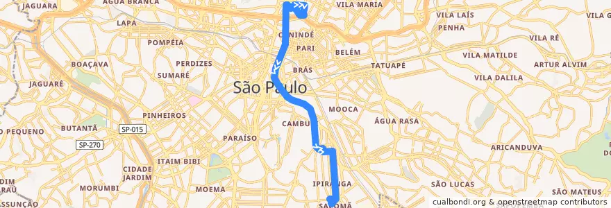 Mapa del recorrido 571T-10 Terminal Sacomã de la línea  en São Paulo.