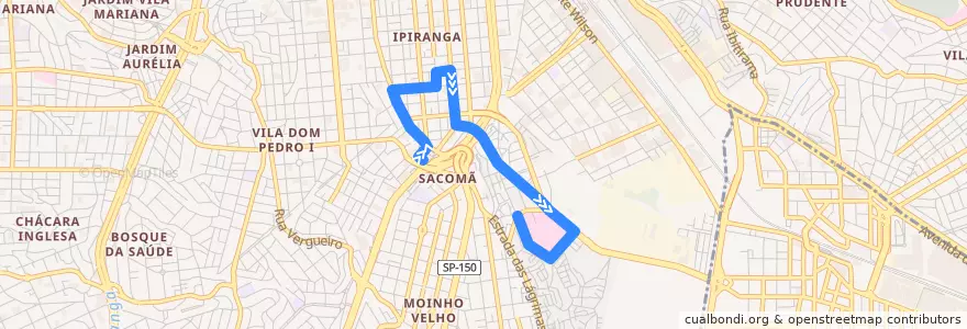 Mapa del recorrido 5020-10 Hospital Heliópolis de la línea  en São Paulo.