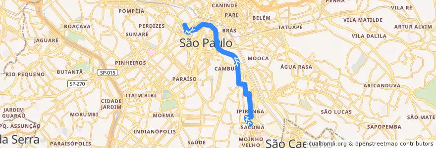 Mapa del recorrido 5102-10 Term. Amaral Gurgel de la línea  en São Paulo.