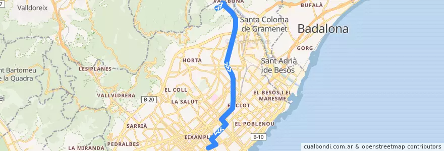 Mapa del recorrido 62 Ciutat Meridiana / Pl. Catalunya de la línea  en Barcelona.