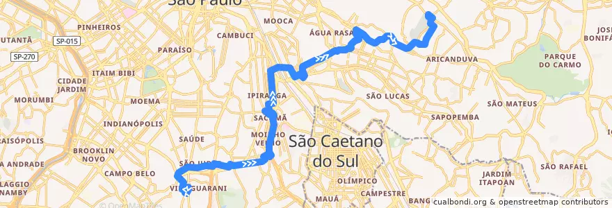 Mapa del recorrido 574J-10 Terminal Vila Carrão de la línea  en 聖保羅.