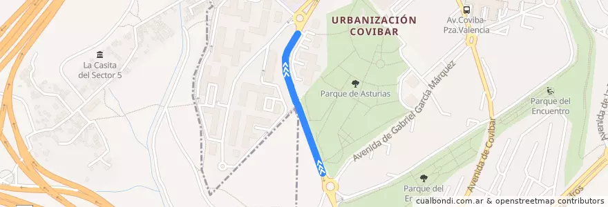 Mapa del recorrido Bus 330: Rivas → Arganda (Hospital) → Morata de la línea  en Rivas-Vaciamadrid.