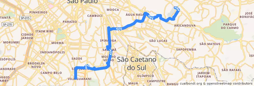 Mapa del recorrido 574J-10 Metrô Conceição de la línea  en São Paulo.