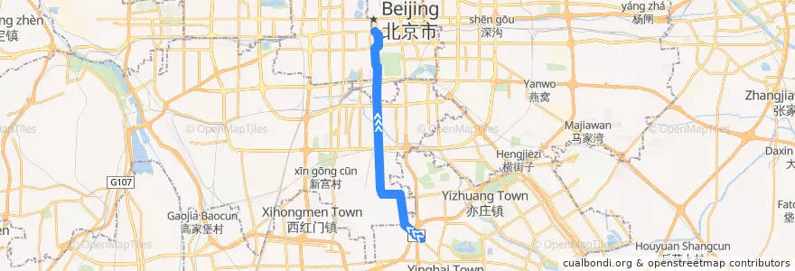 Mapa del recorrido Bus BRT1: 德茂庄 => 前门 de la línea  en 베이징시.