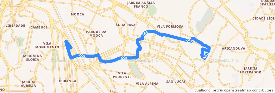Mapa del recorrido 575C-10 Ipiranga de la línea  en سائوپائولو.