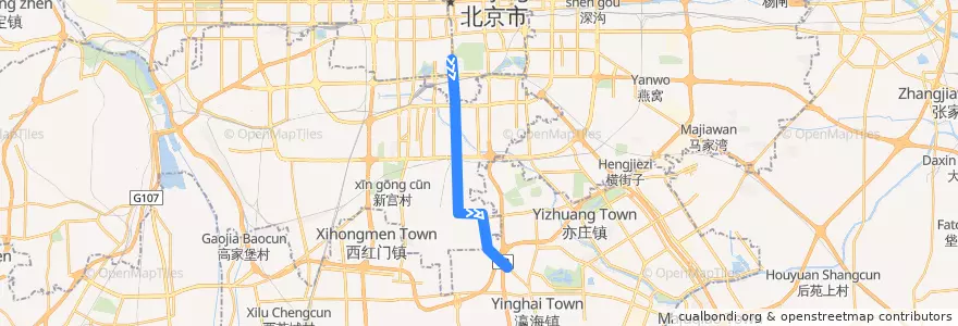 Mapa del recorrido Bus BRT1: 天坛 => 德茂庄 de la línea  en 베이징시.