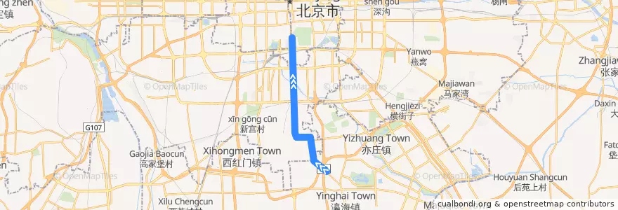 Mapa del recorrido Bus BRT1: 德茂庄 => 天坛 de la línea  en 베이징시.