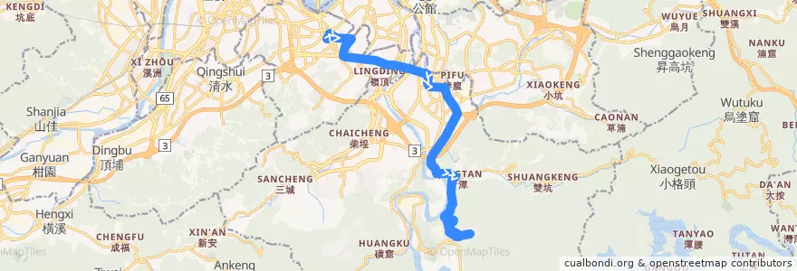 Mapa del recorrido 新北市 綠3 (G3) 中和-花園新城 (返程) de la línea  en New Taipei.