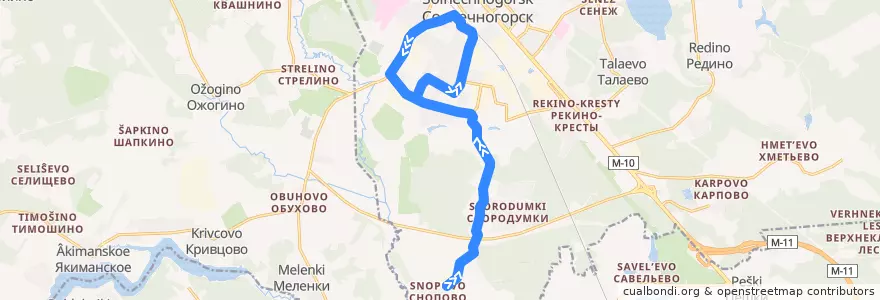 Mapa del recorrido Автобус 1: Вокзал - ЦМИС (кольцевой) de la línea  en городской округ Солнечногорск.