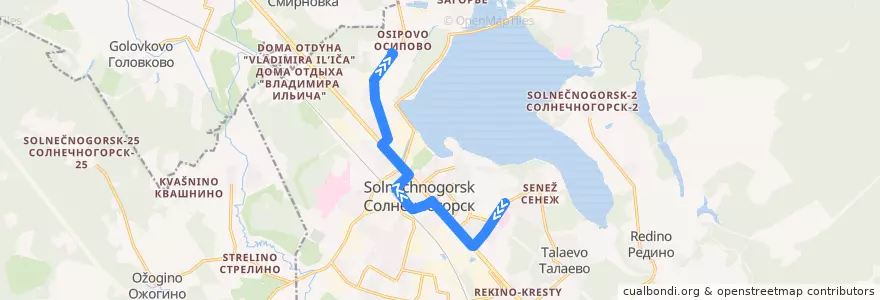 Mapa del recorrido Автобус 2: Больничный комплекс - Радужная улица de la línea  en Solnechnogorsky District.