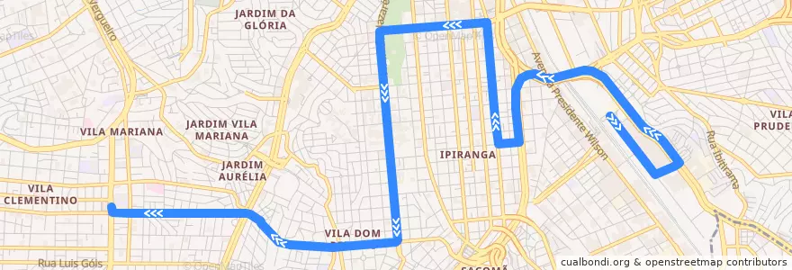 Mapa del recorrido 375V-10 Metrô Santa Cruz de la línea  en São Paulo.