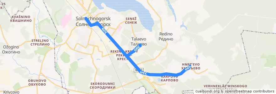 Mapa del recorrido Автобус 22: Хметьево - Солнечногорск de la línea  en городской округ Солнечногорск.