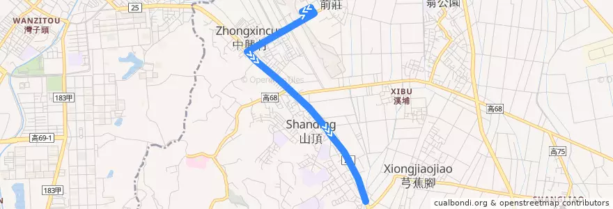 Mapa del recorrido 橘20A(往程) de la línea  en 大寮區.