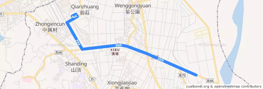 Mapa del recorrido 橘21A(往程) de la línea  en 大寮區.