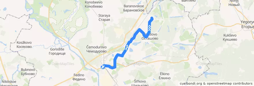 Mapa del recorrido Автобус №32: Воскресенск - Осташово - Потаповское de la línea  en городской округ Воскресенск.