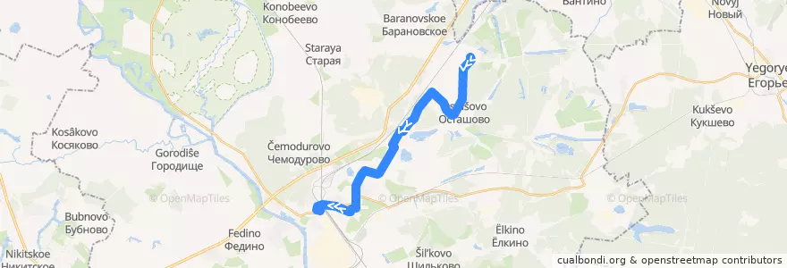 Mapa del recorrido Автобус №32: Потаповское - Осташово - Воскресенск de la línea  en Voskresensky District.