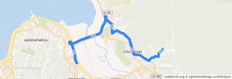 Mapa del recorrido Ônibus 173: Morro do Quilombo, Bairro => TITRI de la línea  en Florianópolis.