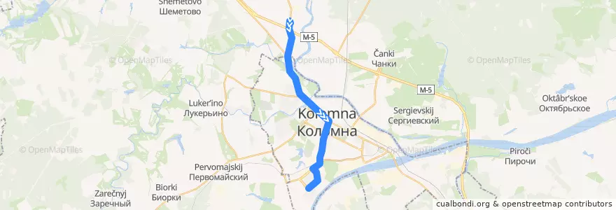 Mapa del recorrido Автобус: № 4 «Воскозавод – ул. Спирина» de la línea  en Коломенский городской округ.
