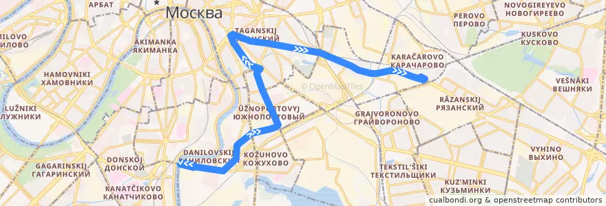 Mapa del recorrido Автобус т26: Автозаводский мост - Карачаровский путепровод de la línea  en Moskau.