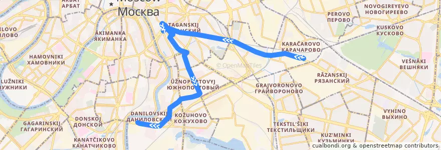 Mapa del recorrido Автобус т26: Карачаровский путепровод - Автозаводский мост de la línea  en Moskou.