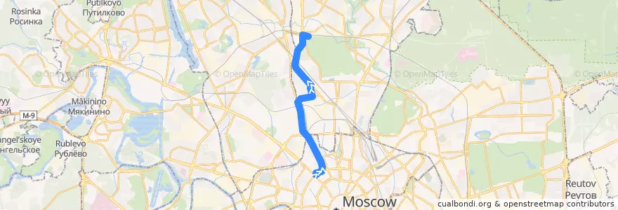 Mapa del recorrido Автобус т3: Метро «Маяковская» => Метро «Владыкино» de la línea  en Moskou.