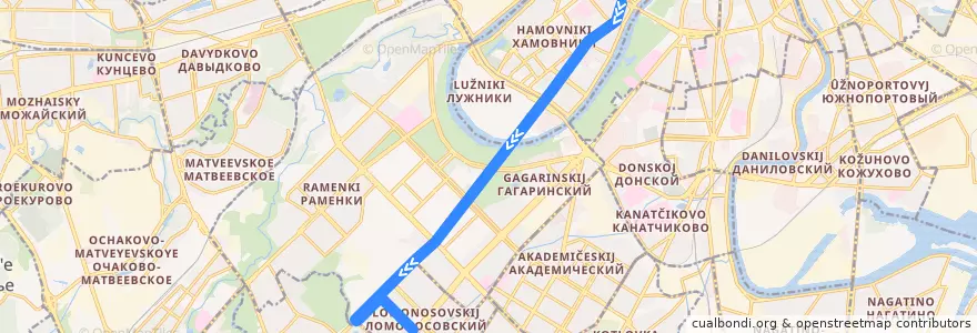 Mapa del recorrido Троллейбус № 28: Крымская площадь - Ленинский проспект de la línea  en Москва.