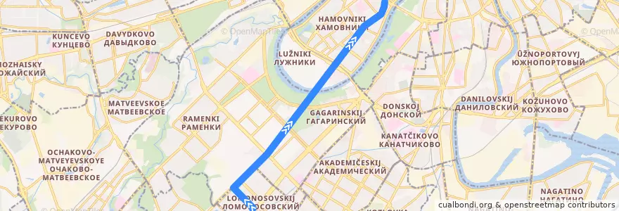 Mapa del recorrido Троллейбус № 28: Ленинский проспект - Крымская площадь de la línea  en Москва.