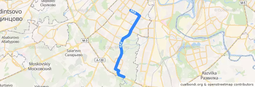 Mapa del recorrido Троллейбус 85: метро "Профсоюзная" - проезд Карамзина de la línea  en Südwestlicher Verwaltungsbezirk.