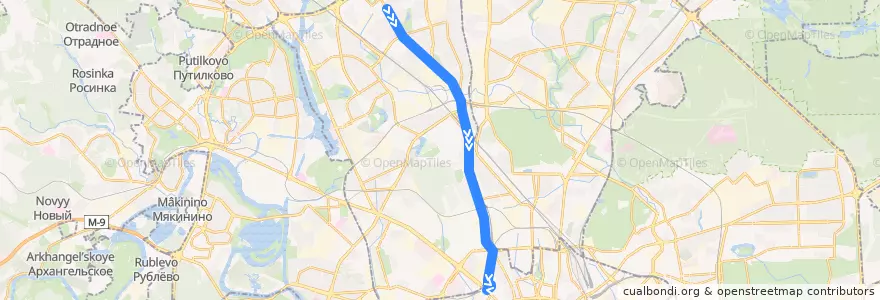 Mapa del recorrido Автобус т56: Базовская улица => Тверская Застава de la línea  en Nördlicher Verwaltungsbezirk.