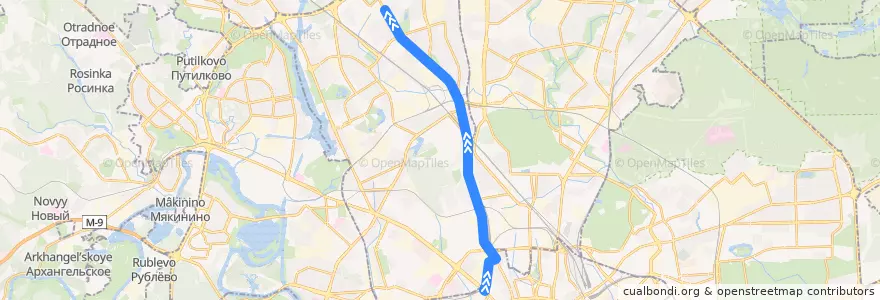 Mapa del recorrido Автобус т56: Тверская Застава => Базовская улица de la línea  en Nördlicher Verwaltungsbezirk.