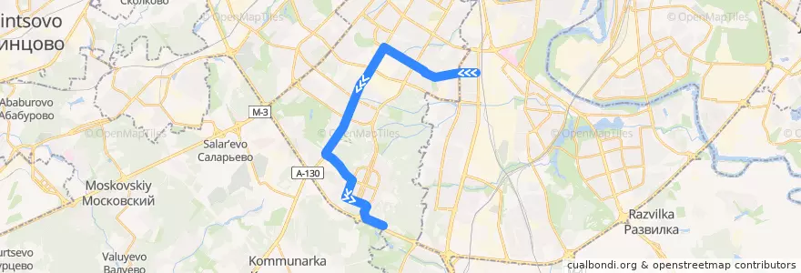 Mapa del recorrido Троллейбус № 72: Метро "Варшавская" - Проезд Карамзина de la línea  en Юго-Западный административный округ.
