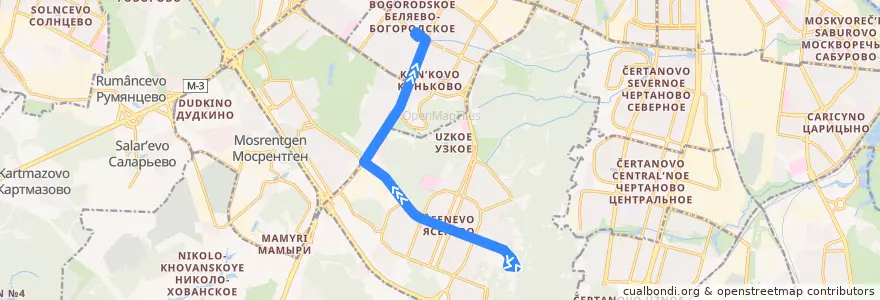 Mapa del recorrido Троллейбус №81: станция метро "Новоясеневская" - станция метро "Беляево" de la línea  en Юго-Западный административный округ.