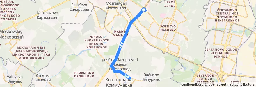 Mapa del recorrido Автобус №882: Метро Тёплый Стан - м/р "Эдальго" de la línea  en Москва.