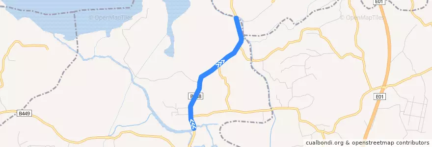 Mapa del recorrido Kalutara-Bandaragama de la línea  en කළුතර දිස්ත්‍රික්කය.