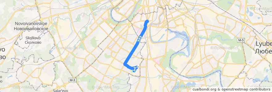 Mapa del recorrido Автобус 826: Большая Юшуньская улица => Метро "Тульская" de la línea  en Moscou.
