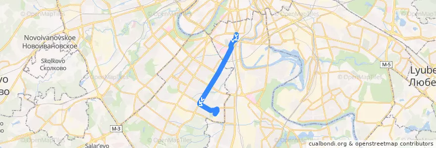 Mapa del recorrido Автобус 826: Метро "Тульская" => Большая Юшуньская улица de la línea  en Moscou.