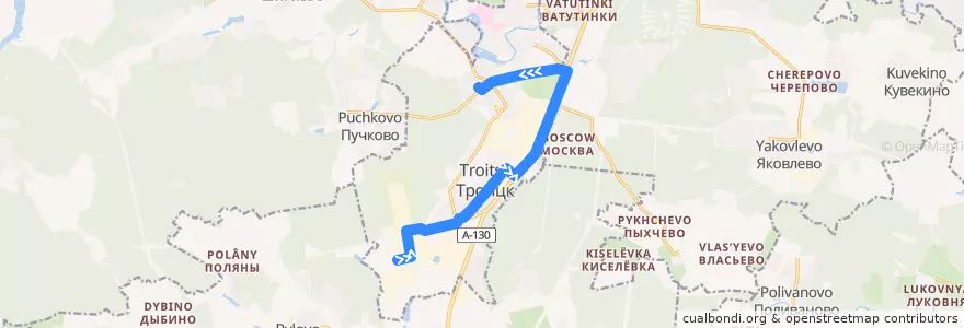 Mapa del recorrido Автобус №17: Институт ядерных исследований - Троицк (Микрорайон В) de la línea  en Moskou.
