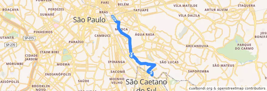 Mapa del recorrido 573A-10 Vila Alpina de la línea  en São Paulo.