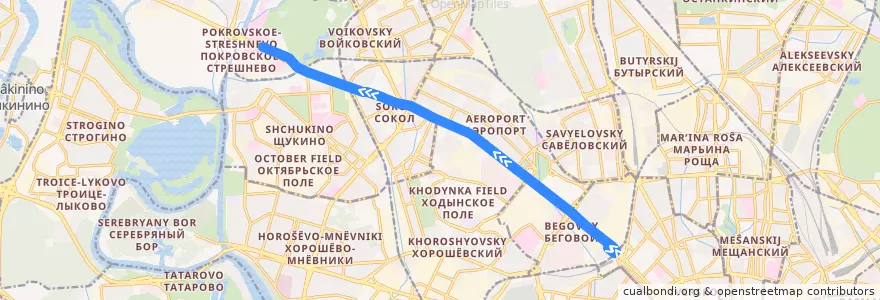 Mapa del recorrido Троллейбус 82: Белорусский вокзал => Больница МПС de la línea  en Moskau.