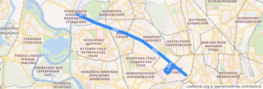 Mapa del recorrido Троллейбус 82: Больница МПС => Белорусский вокзал de la línea  en Moskou.