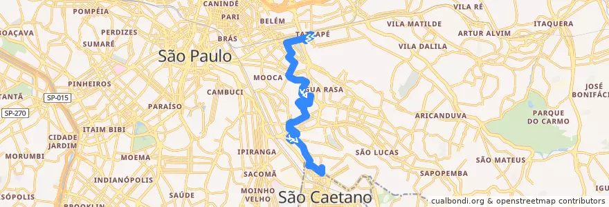 Mapa del recorrido 575A-10 Div. São Caetano de la línea  en São Paulo.
